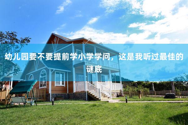 幼儿园要不要提前学小学学问，这是我听过最佳的谜底