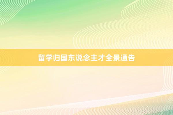 留学归国东说念主才全景通告
