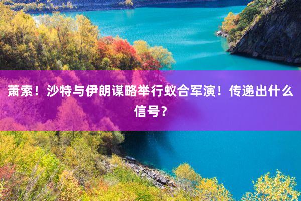 萧索！沙特与伊朗谋略举行蚁合军演！传递出什么信号？