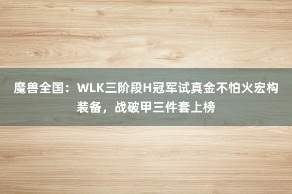 魔兽全国：WLK三阶段H冠军试真金不怕火宏构装备，战破甲三件套上榜