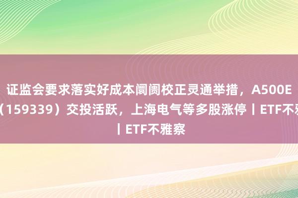 证监会要求落实好成本阛阓校正灵通举措，A500ETF（159339）交投活跃，上海电气等多股涨停丨ETF不雅察