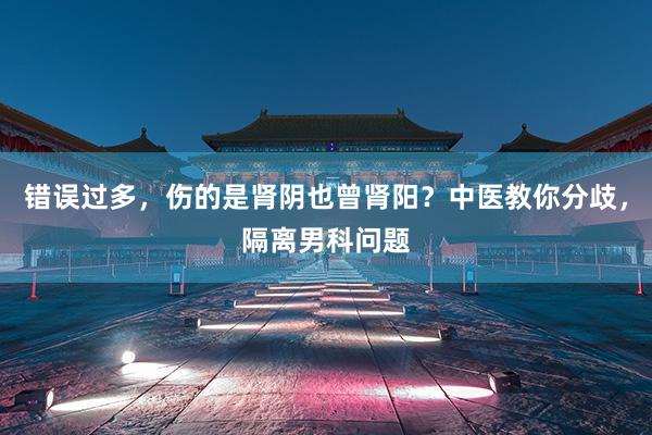 错误过多，伤的是肾阴也曾肾阳？中医教你分歧，隔离男科问题