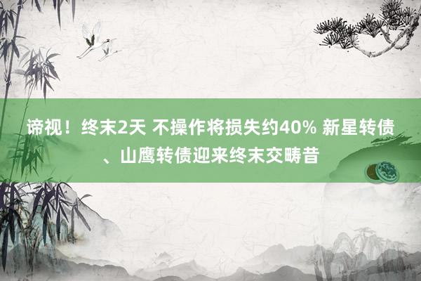 谛视！终末2天 不操作将损失约40% 新星转债、山鹰转债迎来终末交畴昔