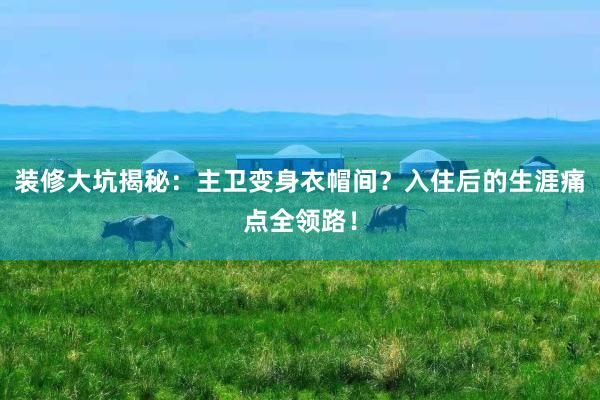 装修大坑揭秘：主卫变身衣帽间？入住后的生涯痛点全领路！